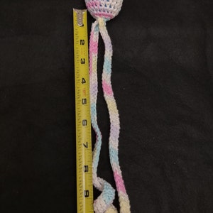 Hanging Tether Egg Ferret Rattle Beans Single Toy Tightly Crocheted with Variegated Pastel Colors with Tails Cotton Yarn for Cats2 image 2