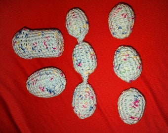 6 Piece Pink Blue White Colors Crochet Shaky/Rattle/Stash Ferret or Pet Toys Eggs Play Bulk Set#03