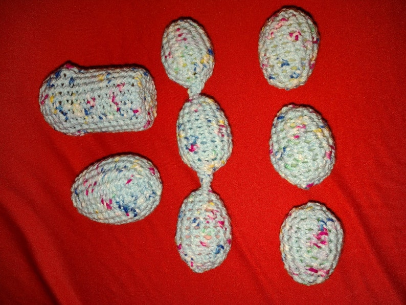 6 Piece Pink Blue White Colors Crochet Shaky/Rattle/Stash Ferret or Pet Toys Eggs Play Bulk Set03 image 1
