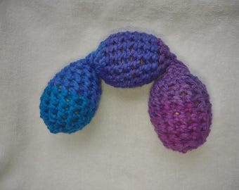 Train Chain Toy 3-Crochet Teal Blue Purple Shaky Rattle Egg Pet Ferret Fun Toy #2