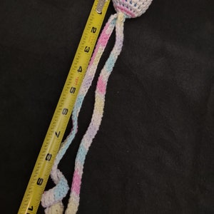 Hanging Tether Egg Ferret Rattle Beans Single Toy Tightly Crocheted with Variegated Pastel Colors with Tails Cotton Yarn for Cats2 image 8