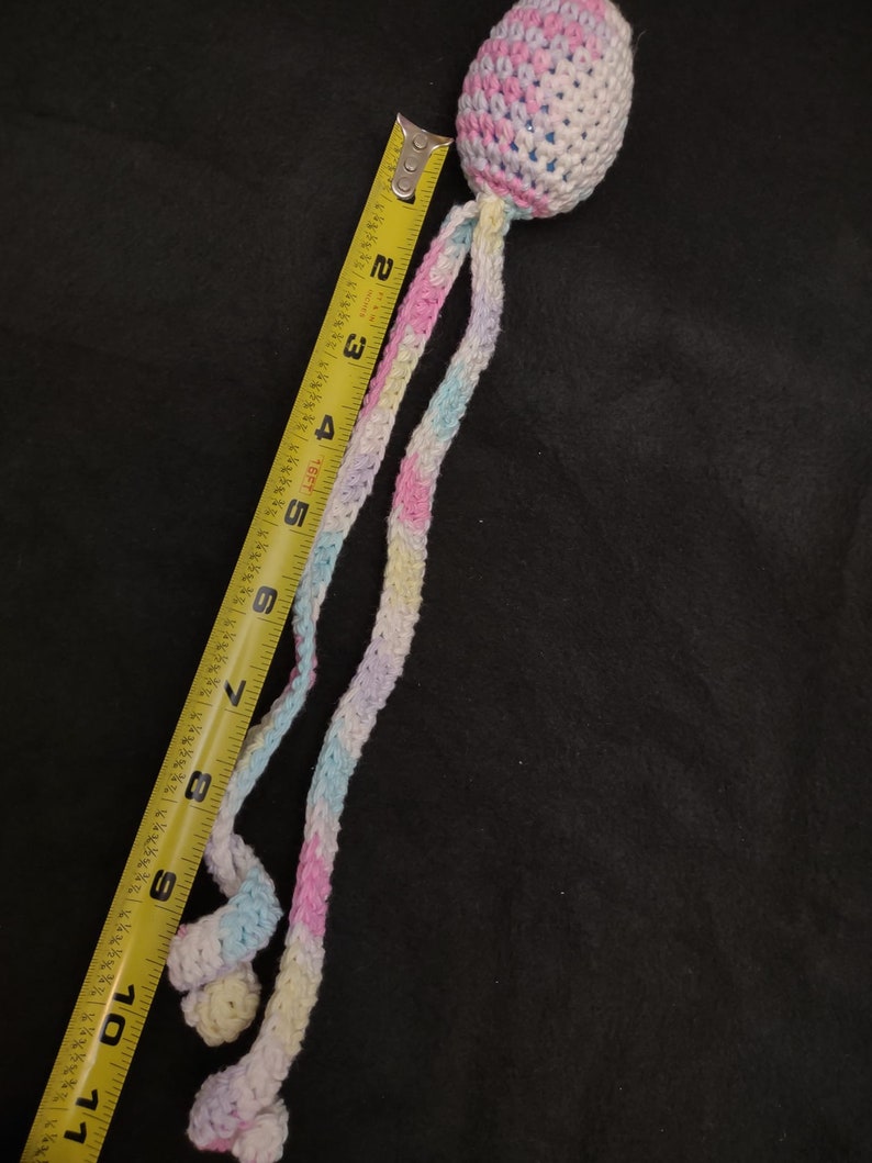 Hanging Tether Egg Ferret Rattle Beans Single Toy Tightly Crocheted with Variegated Pastel Colors with Tails Cotton Yarn for Cats2 image 8