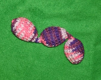 Train Chain Toy 3-Crochet Pink Purple Color Shaky Rattle Egg Pet Ferret Stashing Hauling Fun Toy