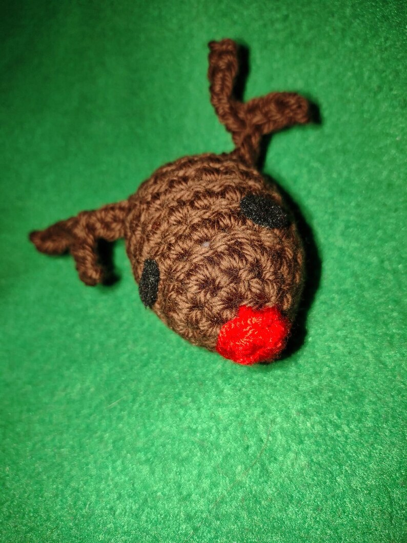 Reindeer Silly Brown Cotton Yarn Crochet Shaky Rattle Shaky Fun Stashing Ferret Toy Enrichment Play image 1
