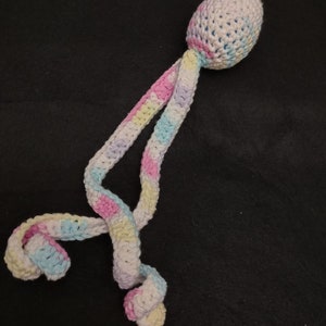 Hanging Tether Egg Ferret Rattle Beans Single Toy Tightly Crocheted with Variegated Pastel Colors with Tails Cotton Yarn for Cats2 Rattle Tether Toy