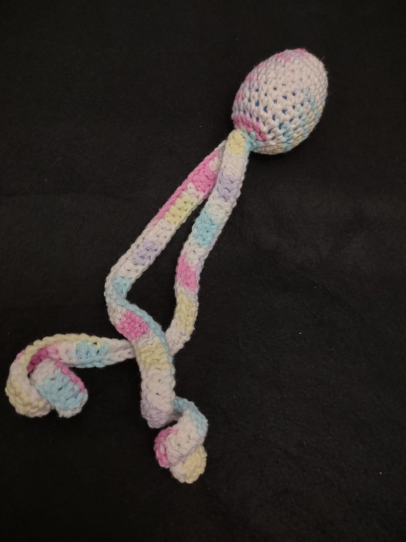 Hanging Tether Egg Ferret Rattle Beans Single Toy Tightly Crocheted with Variegated Pastel Colors with Tails Cotton Yarn for Cats2 Rattle Tether Toy