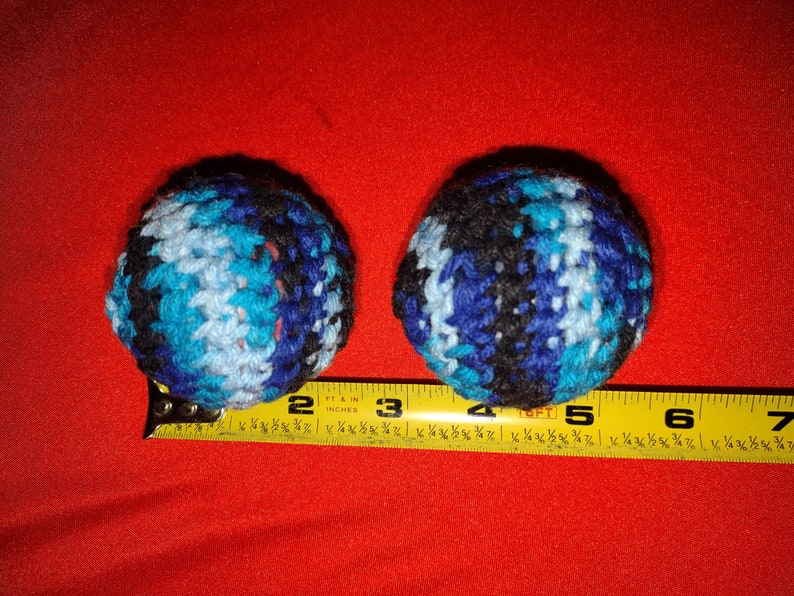 11 Piece Variegated Blue Black Colors Crochet Shaky/Rattle/Stash Train Ferret or Pet Toys Eggs Play Bulk Set02 image 4
