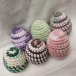 Six Pack Crochet Shaky/Jingle/Rattle(MIXED) Stash Ferret Pet Cat Toy Eggs for Enrichment *Colors/Style will vary* 100% Cotton