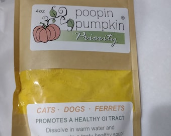 Poopin Pumpkin Priority 4oz Package Powder Pet Cat Dog Ferret Supplement for Diarrhea/Upset Stomach ECE IBD