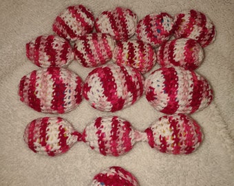 13 Piece Colorful Bright Pink White Crochet Shaky/Rattle/Stash Polyester Yarn Ferret or Pet Toys Eggs Play Bulk Set#21