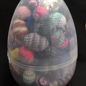 Easter Egg Giant Clear Filled with Monster Amount of Crochet Rattle Jingle Shaky Stash Ferret Toys Enrichment Play image 1