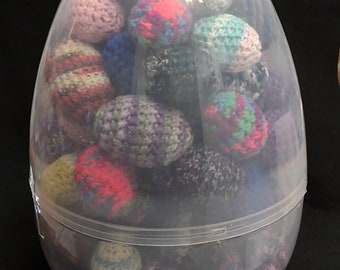 Easter Egg Giant Clear Filled with Monster Amount of Crochet Rattle Jingle Shaky Stash Ferret Toys Enrichment Play