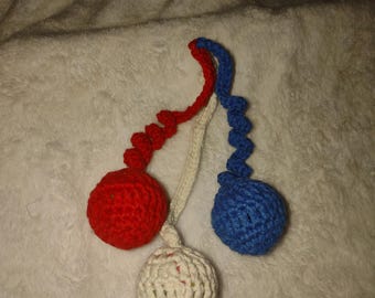 Crocheted Triple Pop Boom Bang Ferret Toy: Rattle Cotton Yarn Toys #26