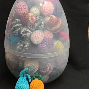 Easter Egg Giant Clear Filled with Monster Amount of Crochet Rattle Jingle Shaky Stash Ferret Toys Enrichment Play image 7