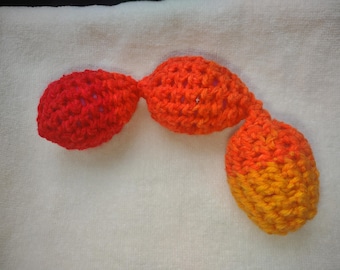 Train Chain Toy 3-Crochet Red/Orange/Gold Shaky Rattle Egg Pet Ferret Fun Toy #1