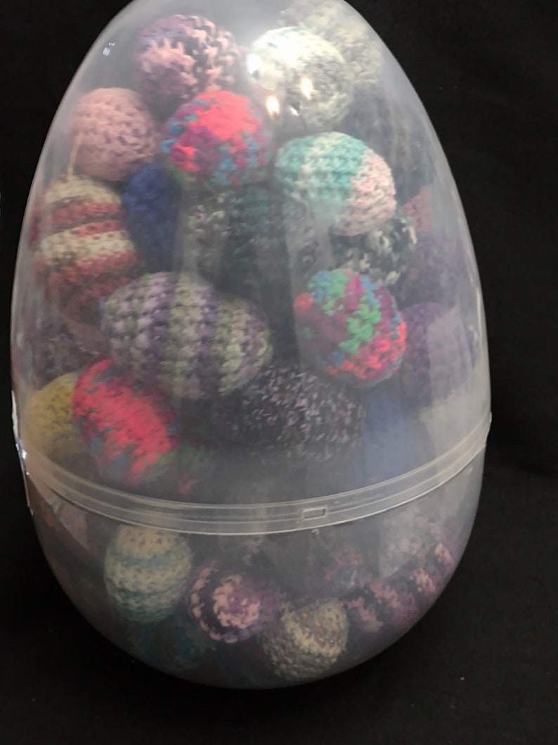Easter Egg Giant Clear Filled with Monster Amount of Crochet Rattle Jingle Shaky Stash Ferret Toys Enrichment Play image 9
