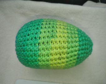 LARGE Crocheted Green Lime Lemon Shaky Rattle 6 Inch Size Flat Bottom Egg Ferret or Pet Cat Toy #8