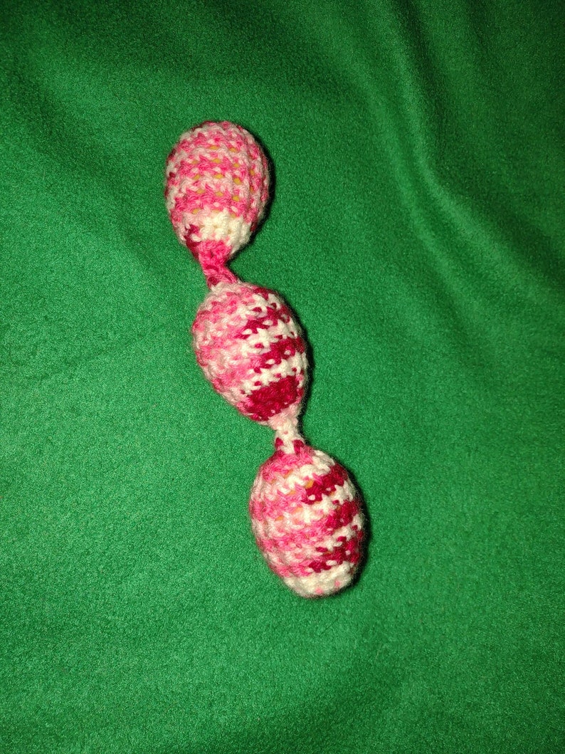 Train Chain Toy 3-Crochet Pink Red White Color Shaky Rattle Egg Pet Ferret Stashing Hauling Fun Toy image 4