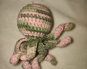 Jellyfish Curly Leg Crochet Octopus or Squid Shaky/Rattle/Jingle Stash Ferret Pet Toy Pink/Gray Cotton Yarn(Various Colors\Single Toy)