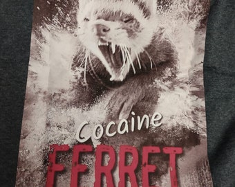 Exclusive FERRET Cocaine Bear Tee-Shirt gilden Cotton Poly Blend Short Sleeve Tee Dark Gray Various Sizes Adult MED L XL 2XL