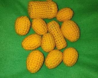 11 Piece Golden Eggs Crochet Shaky/Rattle/Stash Ferret or Pet Toys Eggs Play Bulk Set#10