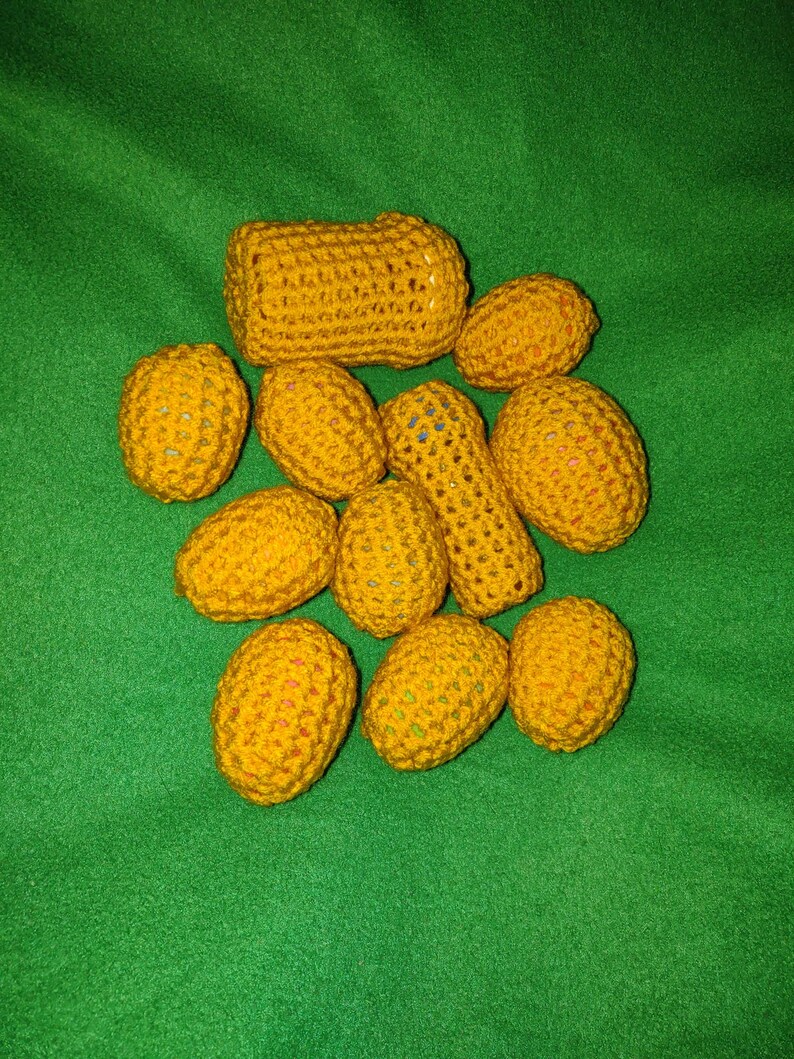11 Piece Golden Eggs Crochet Shaky/Rattle/Stash Ferret or Pet Toys Eggs Play Bulk Set10 image 1