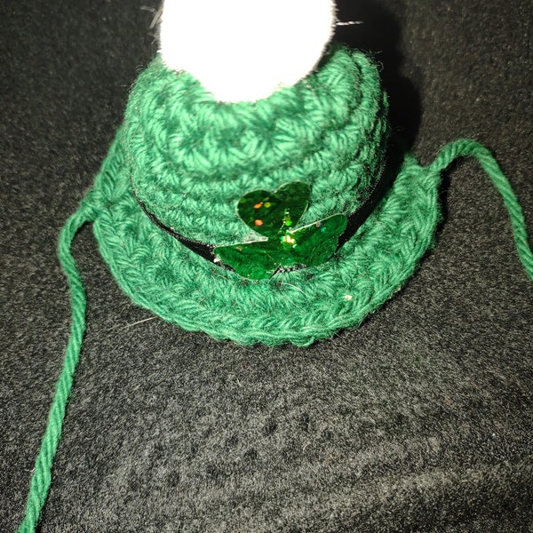 Ferret Shamrock Cute Costume Hat Green Crochet Tophat with String Tie Adjustable Outfit St Patty's Day Bling One Size Fits All