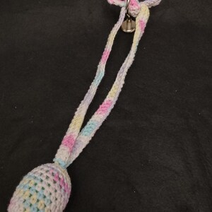 Hanging Tether Egg Ferret Rattle Beans Single Toy Tightly Crocheted with Variegated Pastel Colors with Tails Cotton Yarn for Cats2 Jingle Tether Toy
