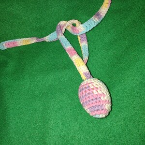 Hanging Tether Egg Ferret Rattle Beans Single Toy Tightly Crocheted with Variegated Pastel Colors with Tails Cotton Yarn for Cats2 image 1