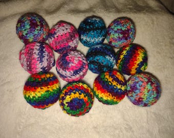 12 Piece Colorful Bright Crochet Yarn Pet Toys Rattle Balls Bulk Set#16