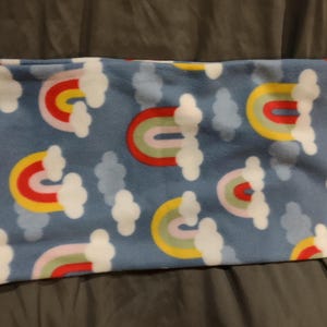 FuzzBall Barrel Bed Blue Fleece Cover Blue with Rainbow Clouds Comfy Dark Den for Pet Ferret Deep Sleepy Naps (Choice Cover Only)