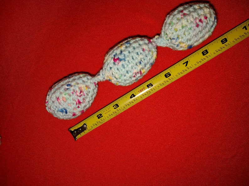 6 Piece Pink Blue White Colors Crochet Shaky/Rattle/Stash Ferret or Pet Toys Eggs Play Bulk Set03 image 2