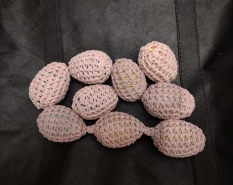 7 Piece Pink/Mauve/Rose Colors Crochet Shaky/Rattle/Stash Ferret or Pet Toys Eggs Play Bulk Set#39