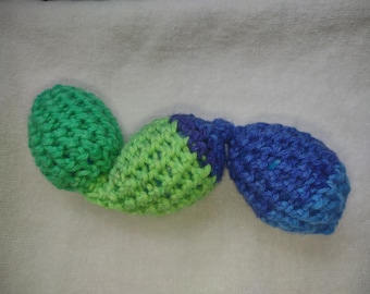 Train Chain Toy 3-Crochet Lime Green Dark Light Blue Shaky Rattle Egg Pet Ferret Fun Toy #3