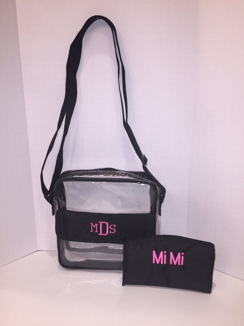 Clear Crossbody Bag Black with Hot Pink Monogram Etsy