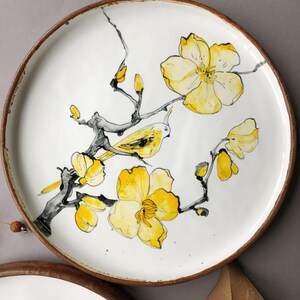 Sakura porcelain flower plate, cute pottery, housewarming gift, handpainted plate, snack dish, gift for women image 3