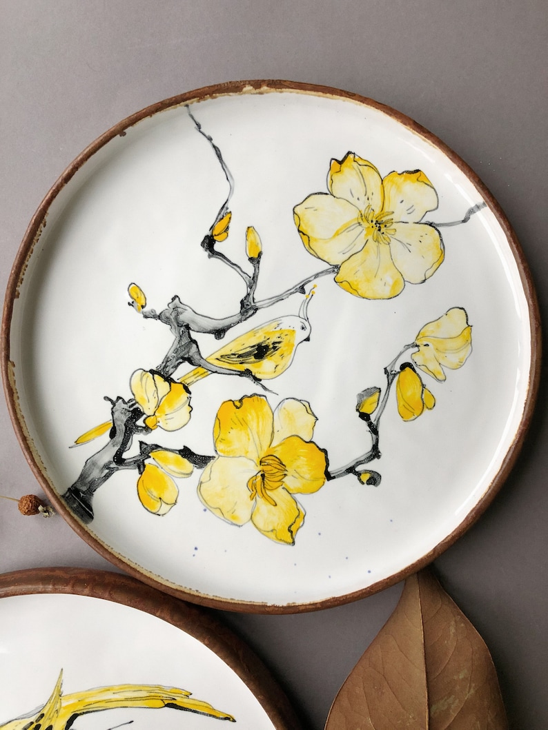 Sakura porcelain flower plate, cute pottery, housewarming gift, handpainted plate, snack dish, gift for women image 3