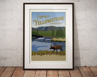Yellowstone | National Park Series | Instant Download | Travel Art | Retro Travel | Vintage Look | Digital Print