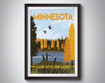 Minnesota | Travel Poster | Instant Download | Travel Art | Retro Travel | Vintage Look