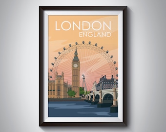 London | England | Travel Poster | Instant Download | Travel Art | Retro Travel | Vintage Look | Digital Print