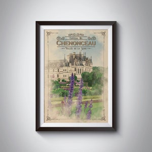 Chenonoceaux | France | Travel Poster | Instant Download | Travel Art | Retro Travel | Vintage Look | Digital Print