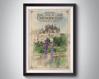 Chenonoceaux | France | Travel Poster | Instant Download | Travel Art | Retro Travel | Vintage Look | Digital Print