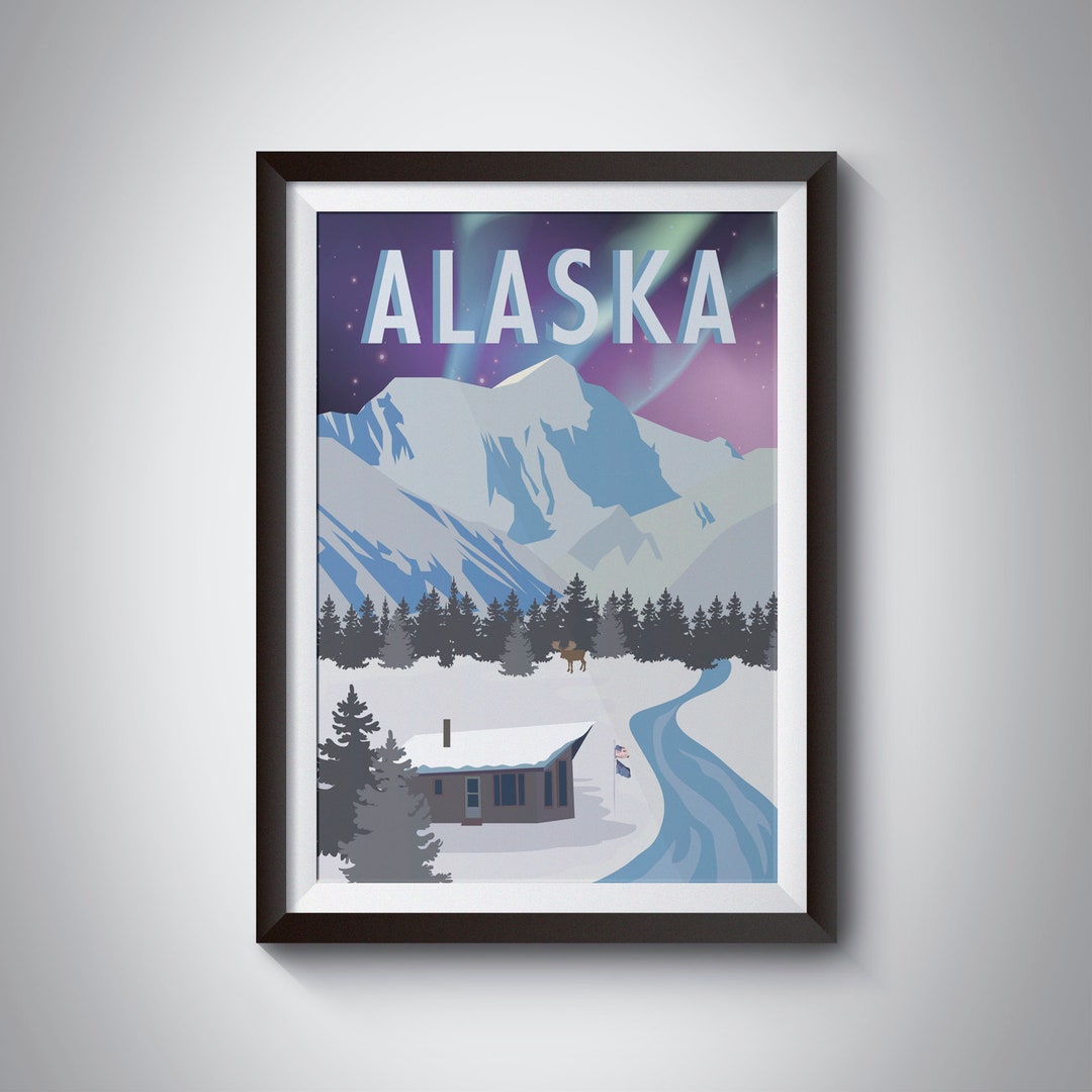 Alaska | Travel Poster | Instant Download | Travel Art | Retro Travel ...