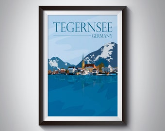 Lake Tegernsee | Germany | Travel Poster | Instant Download | Travel Art | Retro Travel | Vintage Look | Digital Print