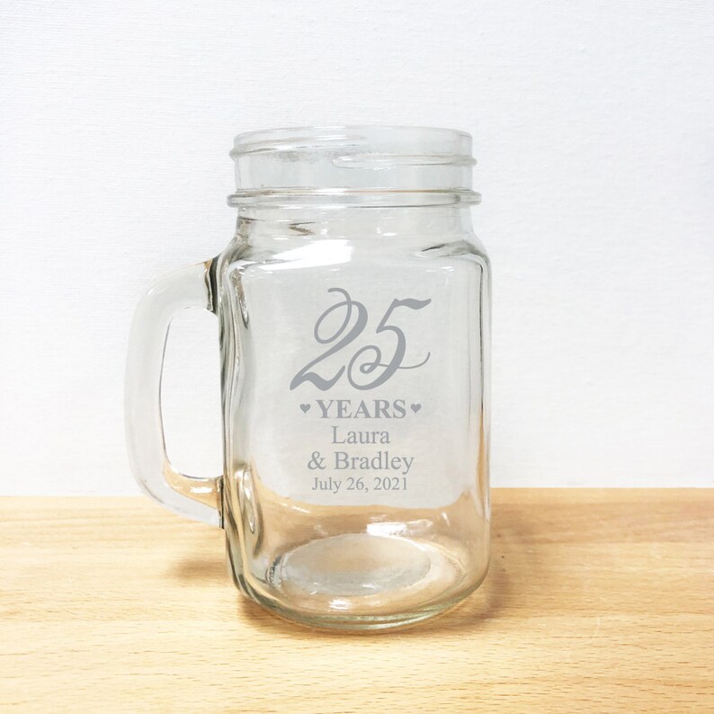 24 pcs \u2022 25 Anniversary Personalized Mason Jar \u2022 Party Favor \u2022 EDPP3H \u2022 Mason Jar Favor