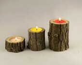 Set of 3 Rustic acacia candle holder Tea light holder Wooden candle holder Rustic decor Rustic wedding decor Home decor Country wedding