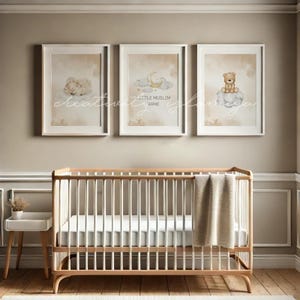 3x Poster Set - Pictures Children&#39;s Room Moon Sheep Bear Teddy Picture Frame Wall Decoration Digital Pictures Decoration Decoration Children Baby Personalized