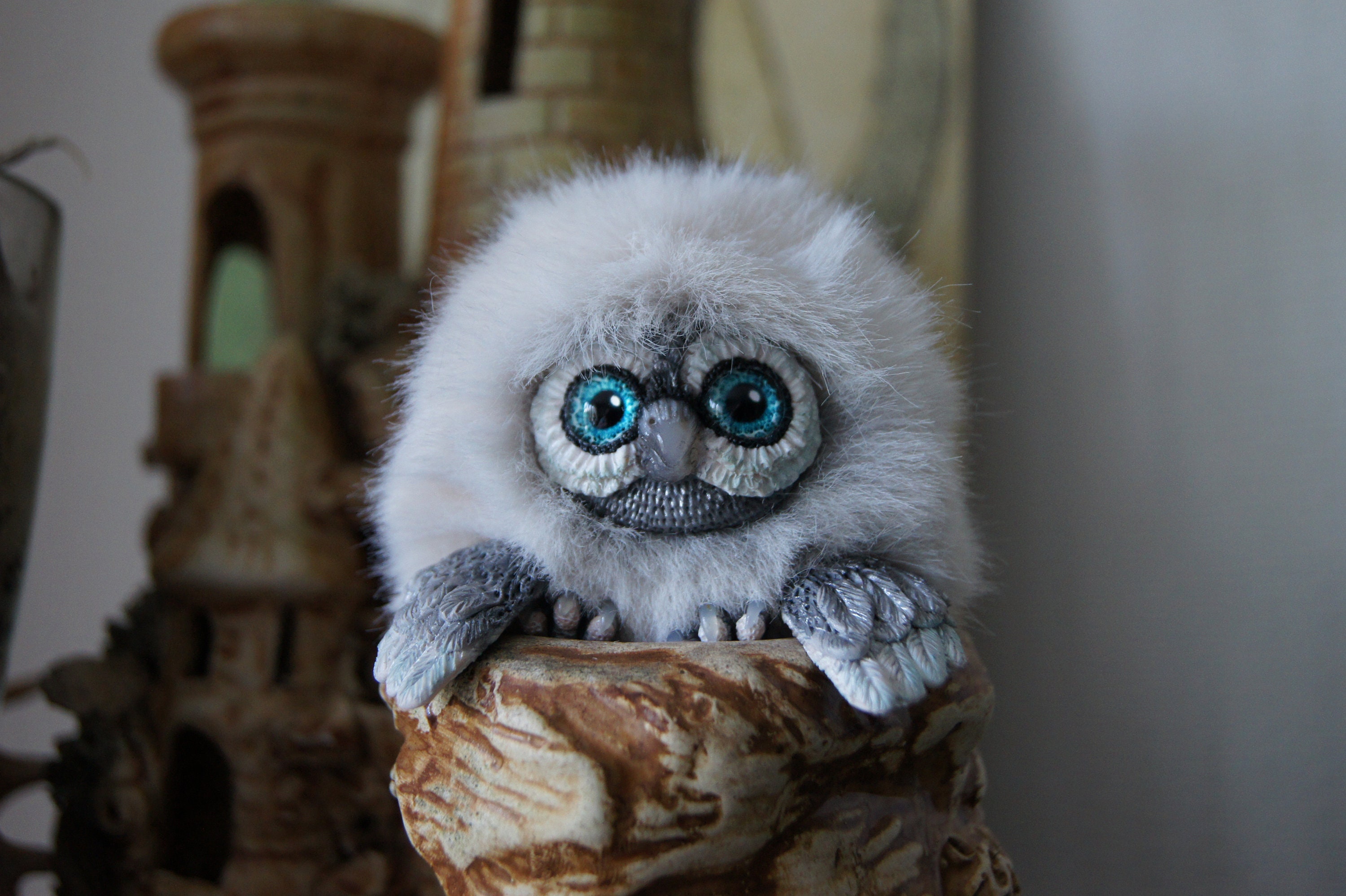 Fluffy owl art doll stuffed animal collectible toy Etsy