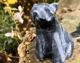 Black Bear Ornament / Black Onyx Bear / Onyx Crystal Bear / Gemstone Bear / Marble Bear Ornament / Teddy Bear Gift / Crystal Animal Gift
