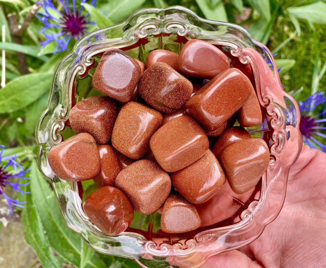 Goldstone Crystal / Goldstone Tumblestone / Goldstone Tumbled Etsy